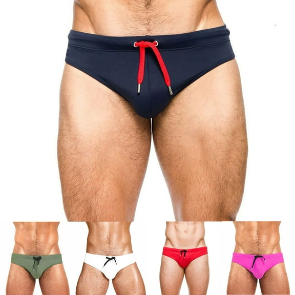 zeranth Adult Men Swimming Trunks Low Rise Solid Color Water Repellent Swim Briefs Swimwear Quick Drying Swimming Trunks Swim Shorts