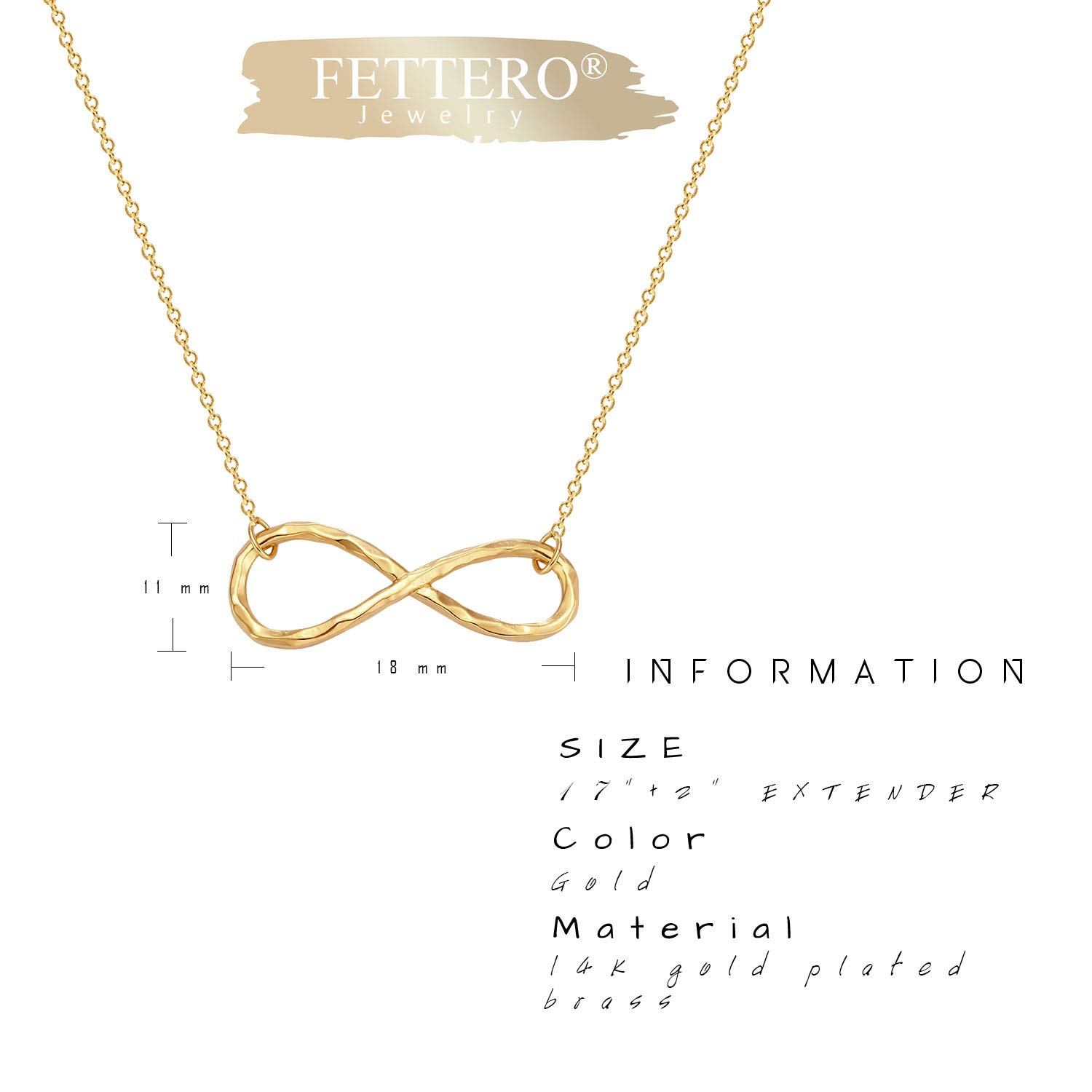 Fettero 14K Gold Plated Simple Double Circle Interlocking Infinity Hammered Pendant Necklace for Women Jewelry Gift - image 4 of 5