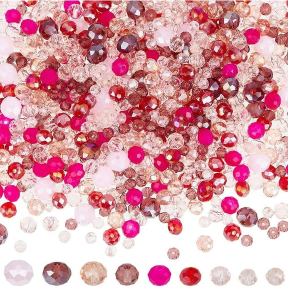 1000Pcs 8mm Faceted Glass Beads Pink Rondelle Beads 4mm Fuchsia Imitation Jade Transparent Spacer Cut Flat Beads for Jewelry Making Necklace Bracelet Crafts Christmas Women Adults