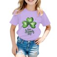 thumbnail image 4 of St Patrick Day Shirt Girls Round Neck Short Sleeve Active Shamrock Four Leaf Clover Sports T-Shirt Kids Summer Clothing 5-6 Years, 4 of 4