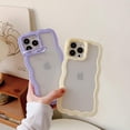 thumbnail image 3 of Compatible with iPhone 13 Pro Max Clear Case,Cute Curly Wave Frame Shape Case with Camera Stand, Camera Lens Protection TPU PC Shockproof Phone Case for Women Girls-Purple, 3 of 12