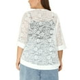 thumbnail image 3 of MODA NOVA Juniors Plus Size Cardigan Bolero Summer Lace Panel Sheer Loose Shrug, 3 of 6