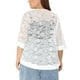 thumbnail image 3 of Cárdigan de encaje de ganchillo para mujer Agnes Orinda, talla grande, con mangas 3/4, ligero y transparente, cubre verano 1X blanco, 3 of 7