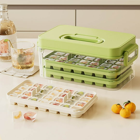 Sokhug Ice Trays for Freezer Large Capacity, Ice Cube Tray Making Ice Cubes, Easy Press to Release Ice, Ice Tray with Storage Bin Chilling Cocktail Whiskey Coffee