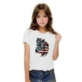 thumbnail image 4 of Kids Girls Casual American Flag Tshirts Cotton Short Sleeve Tee Shirts Independence Day Patriotic Graphic Tees Summer White， 3 Years, 4 of 7