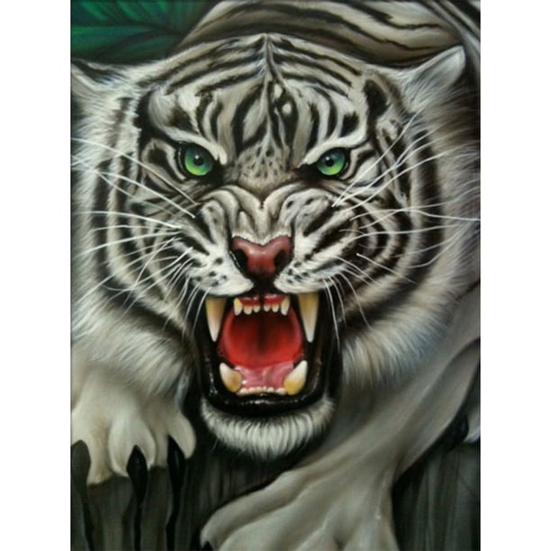 Pintura de diamante (DE5265) 5D DIY Tiger Animal Full Round Rhinestone Kit Wall Picture 30x40cm FLhrweasw Nuevo