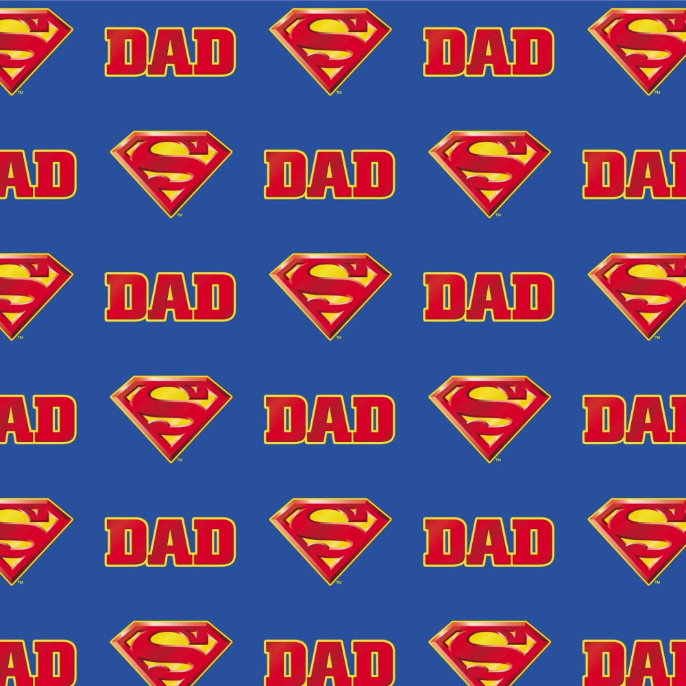 Superman Super Dad Shield Logo Premium Roll Gift Wrap Wrapping Paper