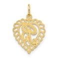thumbnail image 3 of 14k Yellow Gold Heart Shape Script Design Letter B Charm Pendant, 3 of 4