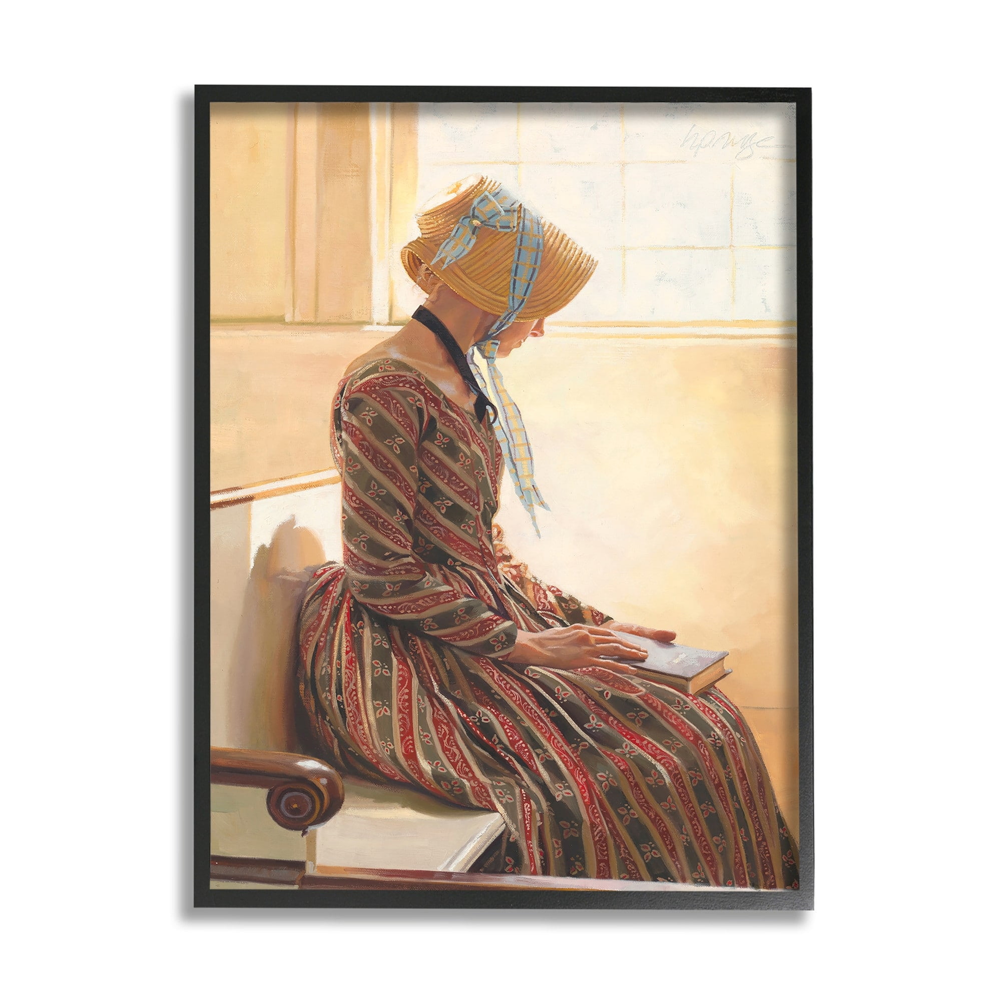 Stupell Industries Female in Traditional Clothing with Book Paintings Gray Framed Art Print Wall Art, 11x14, by Heide Presse