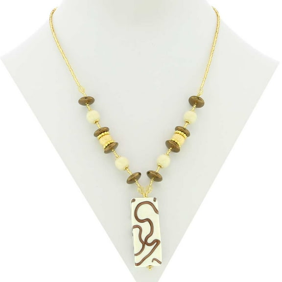GlassOfVenice Murano Glass Grazia Necklace - Ivory Gold