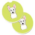 thumbnail image 1 of Juego de 2 posavasos para automóvil Caroline's Treasures Tablero de ajedrez Lime green Westie BB1288CARC 2.56 Multicolor, 1 of 1