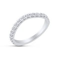 thumbnail image 2 of 1/3 Carat Round Cut White Natural Diamond Curved Wedding Band Ring For Women In 14K White Gold Over Sterling Silver (Clarity : I2-I3, Color : I-J, 0.33 Cttw) Ring Size-10, 2 of 3