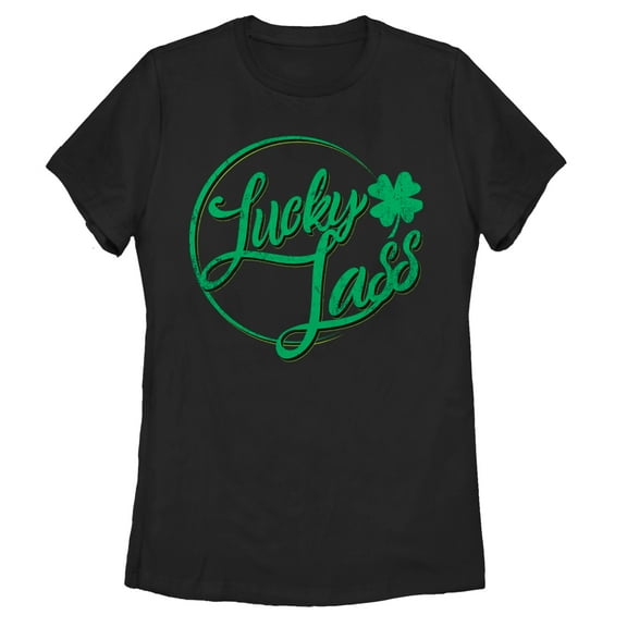 Women's Lost Gods St. Patrick's Day Lucky Lassy Circle  Graphic Tee Black Large