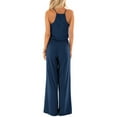 thumbnail image 3 of Lacozy Womens V Neck Loose Sleeveless Spaghetti Strap Wide Leg Pants Jumpsuit Rompers, 3 of 5