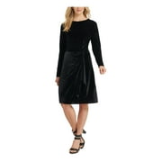 DKNY Womens Velvet Twist Front Cocktail Dress Black XS