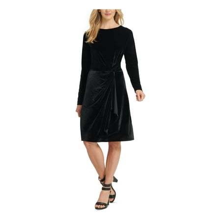 DKNY Womens Velvet Twist Front Cocktail Dress Black XS