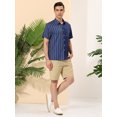 thumbnail image 4 of Lars Amadeus Men's Shirts Short Sleeve Summer Cotton Patchwork Button Down Shirts M Navy Blue, 4 of 6