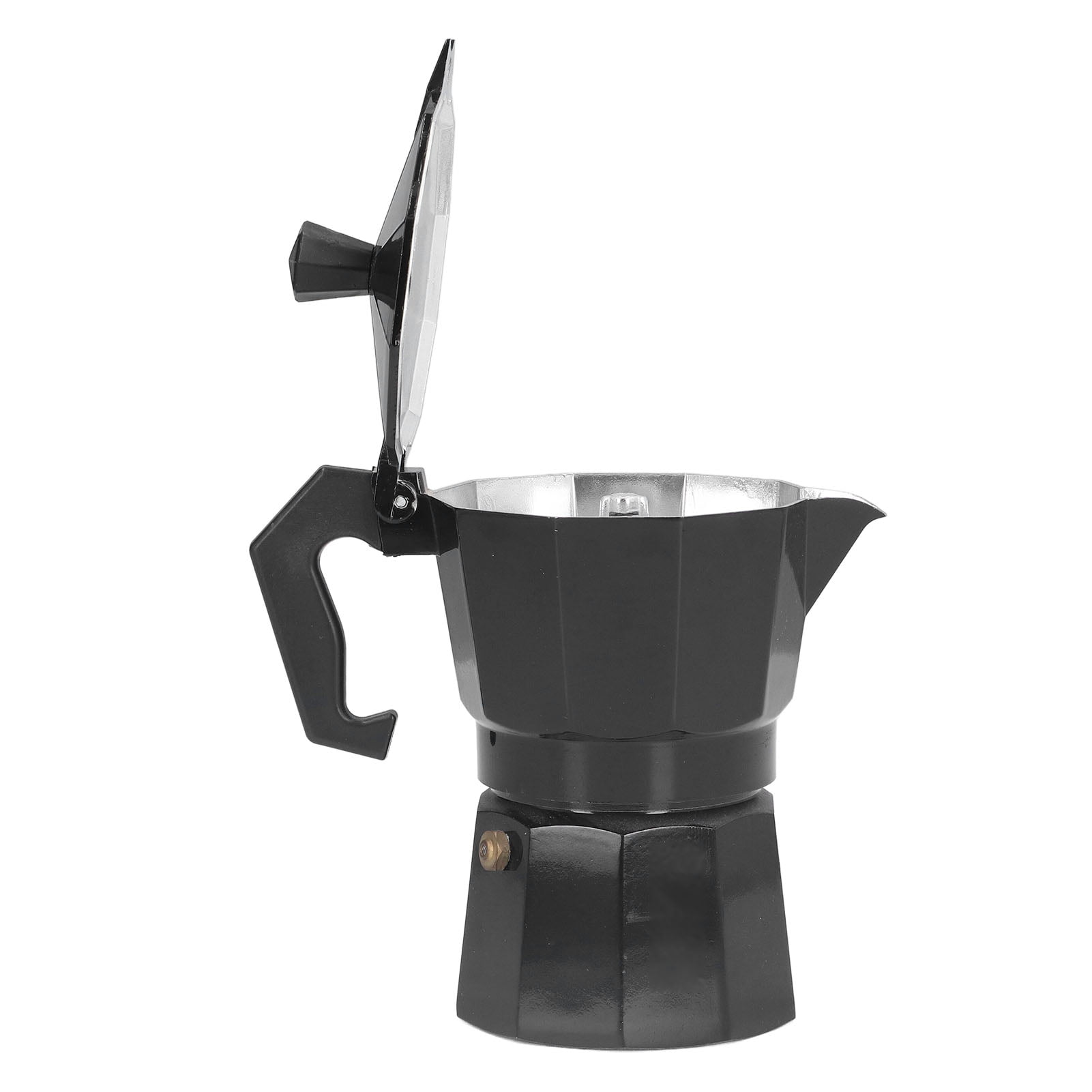 TureClos Coffee Maker Aluminum Coffee Machine Octagon Household Mocha Pot  Kitchen Accessory, Black, 150ML 