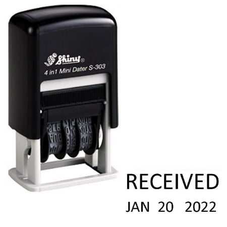 Shiny Self-Inking Rubber Date Stamp - RECEIVED - S-303 - BLACK INK
