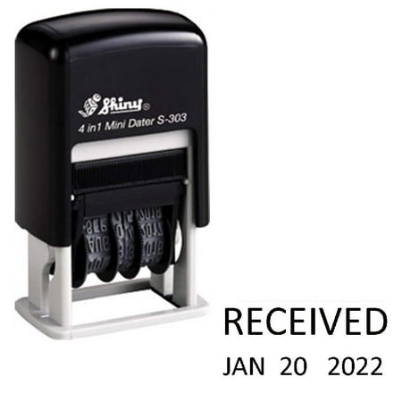 Signature Date Stamp - Shiny Self-Inking Rubber Date Stamp - RECEIVED - S-303 - BLACK INK (42511-RECEIVED-K)