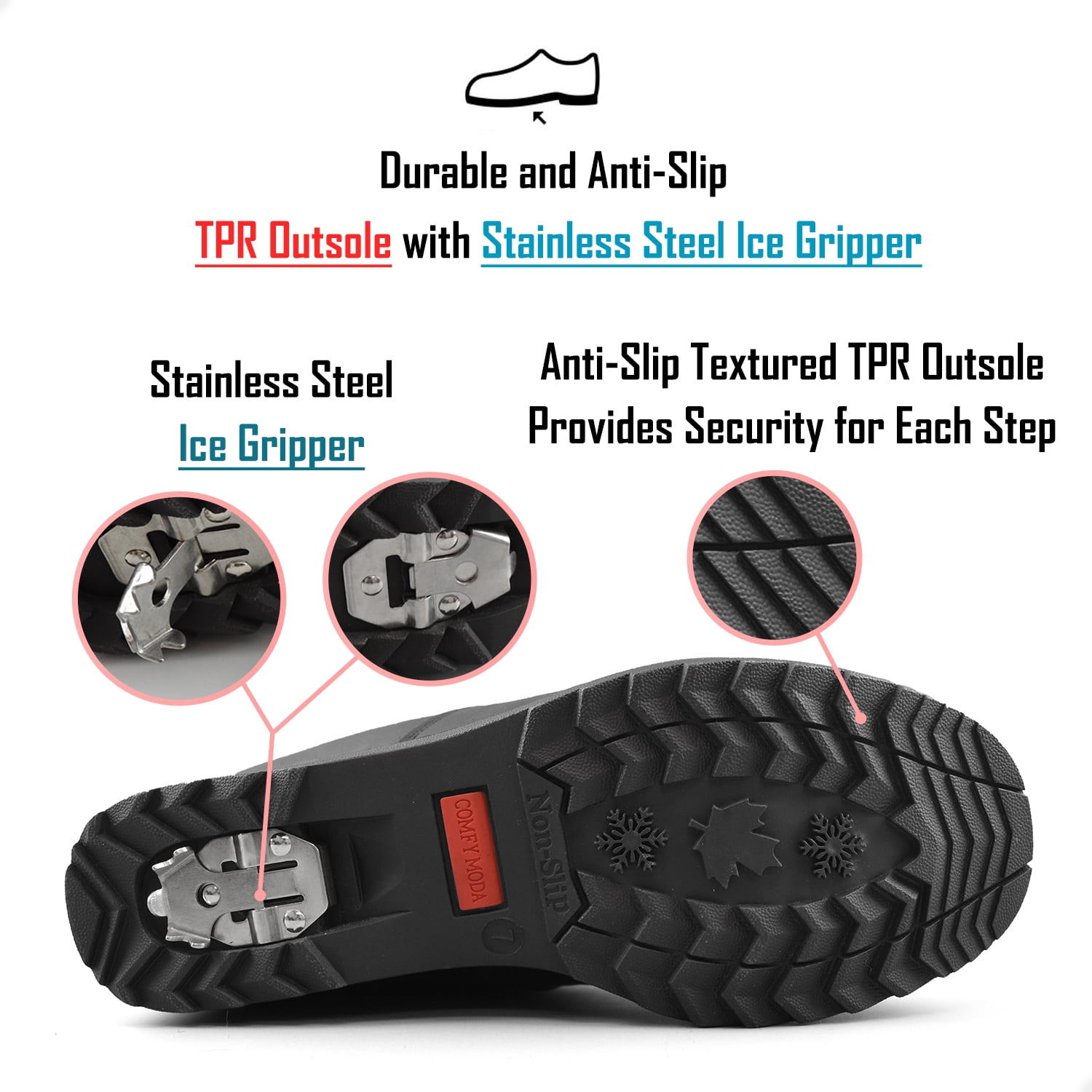 snow boots with ice grippers