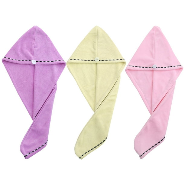 Toallas de secado de cabello para mujer, paquete de 3 turbantes de microfibra súper suaves y absorbentes Vhermosa