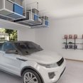 thumbnail image 1 of 3x6ft Overhead Garage Storage Rack, Heavy Duty Height Adjustable Ceiling Storage Shelves, 72"x 36"x40", White, 1 of 10
