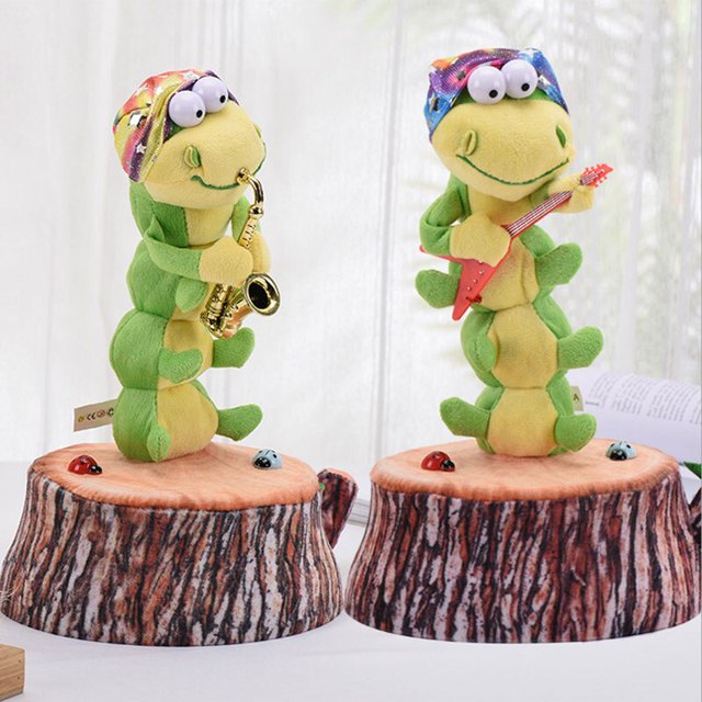 Dolls Toys Gift Stuffed Soft Doll Dancing Saxophone Caterpillar Funny Musical Toy Fun Playing Guitar Electric Toy Kid Gift heqiyong LED