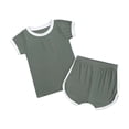 thumbnail image 2 of Elainilye Fashion Toddler Boys Girls Shorts Set Summer Ribbed Short-sleeved Top Shorts Two-piece Set Sizes 6M-4Y,Green, 2 of 8