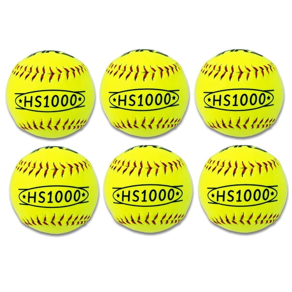 Hit Run Steal 12-inch Practice Softballs - Official Size and Weight 6-Pack