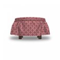 thumbnail image 4 of Abstract Ottoman Cover, Simplistic and Ornamental, 2 Piece Slipcover Set with Ruffle Skirt for Square Round Cube Footstool Decorative Home Accent, Standard Size, Dried Rose and Pale Pink, by Ambesonne, 4 of 5