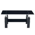 thumbnail image 4 of Veryke Modern Glass Coffee Table with Lower Shelf, Rectangle Center Table for Living Room, Black, 4 of 7