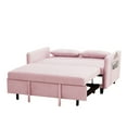 thumbnail image 4 of 54" Pull Out Sofa Bed with 2 Pillowsa, Modern Oversized 2 Seater Velvet Couch with Adjustable Backrest & Storage Bag, Accent Upholstered Sleeper Sofa for Bedroom, Living Room, Office, Pink, 4 of 8