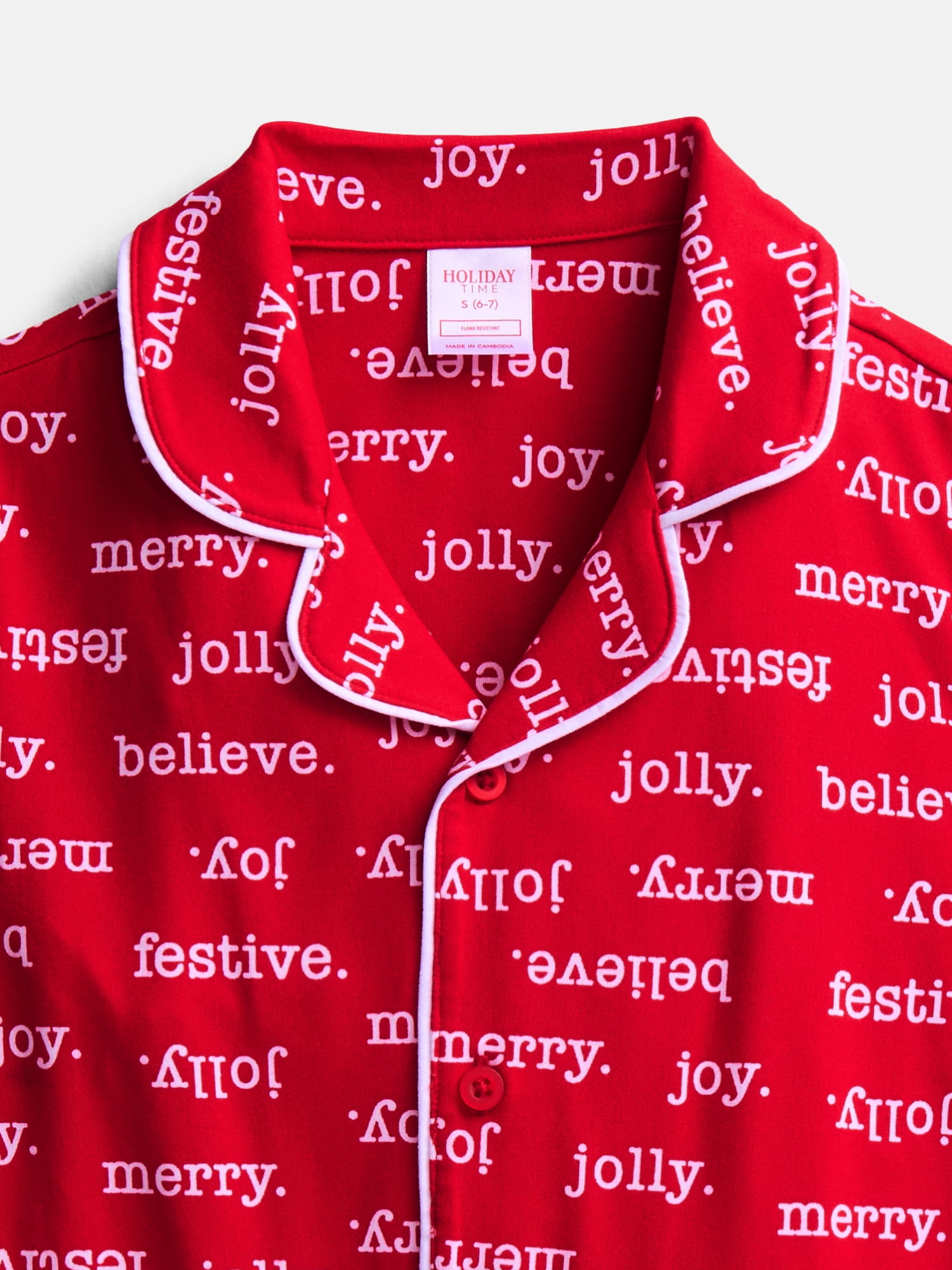 Holiday Time Matching Family Pajama Unisex Kids Notch Top and Pants Pajama Set, 2-Piece, Sizes S-XL
