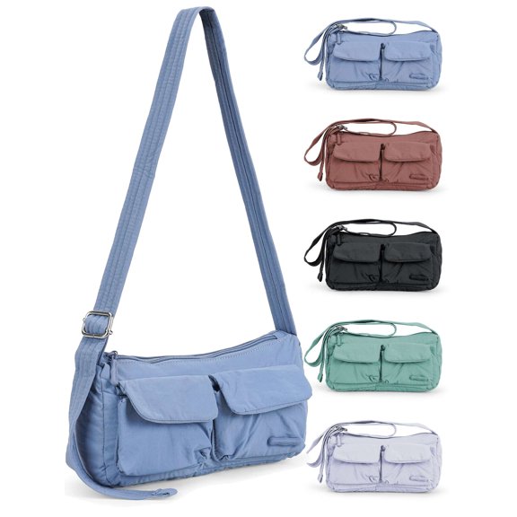 Deago Small Nylon Shoulder Bag for Women Crossbody Bag Waterproof Cute Hobo Tote Handbag Mini Clutch Purse with Adjustable Strap (Black)