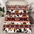 thumbnail image 2 of Castle Fairy Kids Teens Western Cattle Print 4 Pieces Queen Sheet Sets,Farmhouse Animal Ultra Soft Flat Sheet,Hippie Tribal Aztec Queen Fitted Sheet,Super Cozy Room Decor, 2 of 7