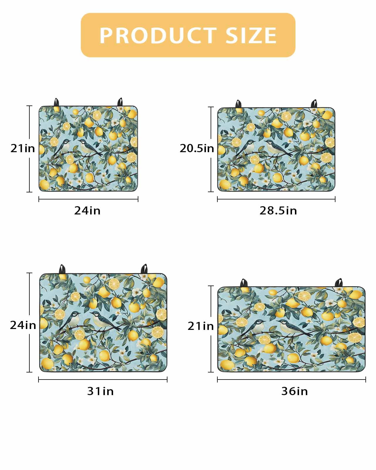 nqOlkjepod Large Induction Cooktop Protector Mat 24"x21", Lemon Bird Stove Top Covers for Electric Stove, Farmhouse Flowers Plant Leaf Spring Summer Stove Burner Cover Mats, Glass Top Stove Cover