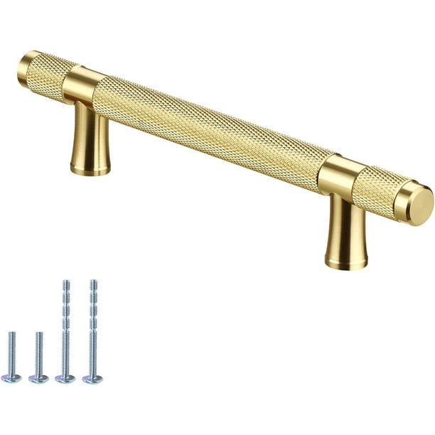 AITITAN 10 Pack Gold Drawer Pulls Knurled Pulls 3.75 Inch