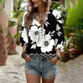 thumbnail image 6 of Kezqiaxn Plus Size Blouses for Women Fashion Floral 3/4 Sleeve V-Neck Loose Casual Shirts Dressy Summer Tops Womens Clothes, 6 of 8