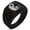Black, variant on Stainless Steel Floral Yin Yang Geometric Pattern Step-Down Biker Style Polished Ring