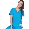 thumbnail image 1 of core by maevn women's y-neck mock wrap solid scrub top, 1 of 1