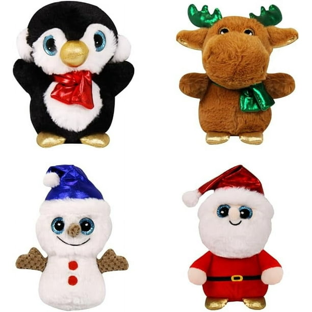 PELUCHERIA - Set de 4 Peluches Navideños Ojones 18 cm