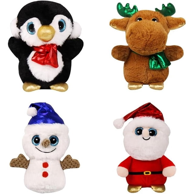 PELUCHERIA - Set de 4 Peluches Navideños Ojones 18 cm