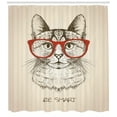 thumbnail image 3 of Ambesonne Hipster Shower Curtain, Cat with Retro Glasses, 69"Wx70"L, Olive Green Vermilion, 3 of 3