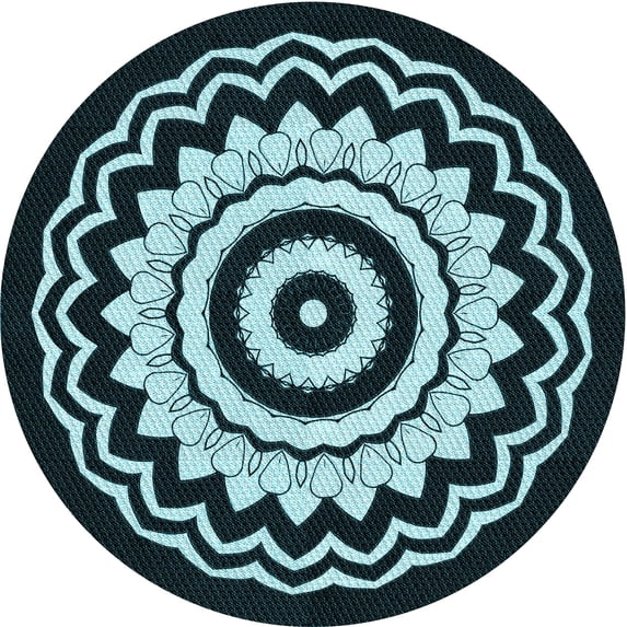 Ahgly Company Machine Washable Indoor Round Transitional Deep Teal Green Area Rugs, 7' Round