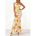 thumbnail image 4 of PRETTYGARDEN Womens Summer One Shoulder Maxi Dress Floral Sleeveless Bodycon Mesh Long Formal Wedding Guest Dresses, 4 of 9