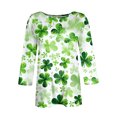 thumbnail image 5 of St.patrick Day Plus Size Women T-Shirts 3/4 Sleeve Round Neck Lucky Irish Shamrock Printed Casual T-Shirt Funny Party St Patricks Day Holiday Shirts, 5 of 6