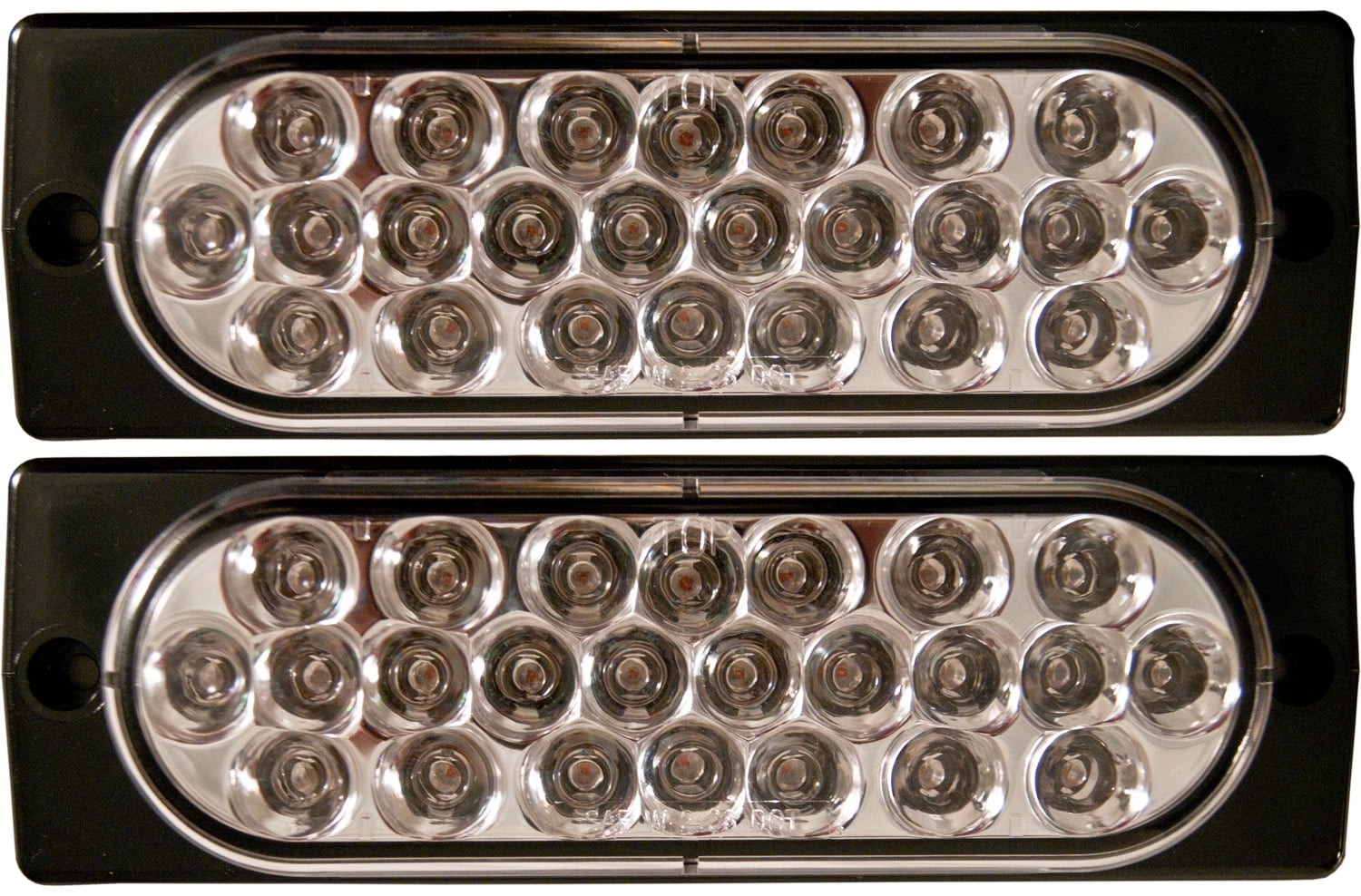 2x Surface Mount Clear Amber LED Strobe Lights 6" Oval Strobe Lights