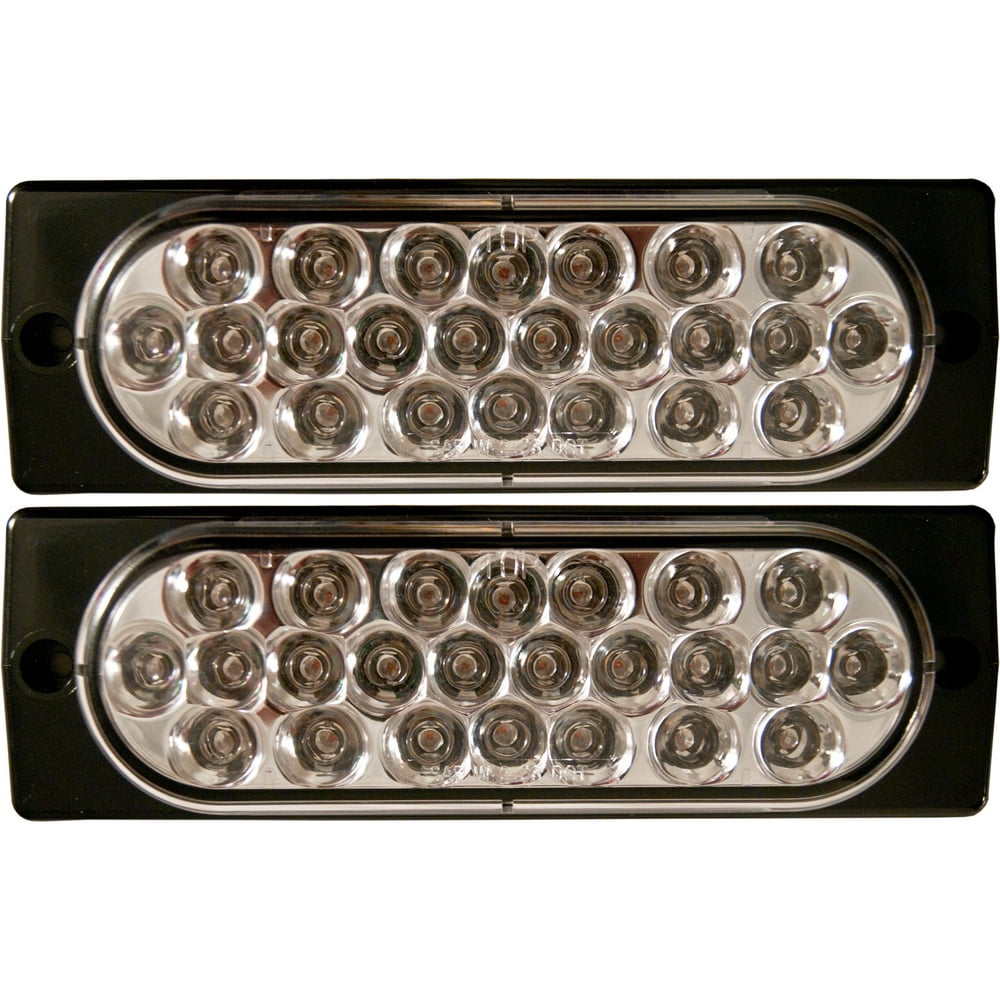 2x Surface Mount Clear Amber LED Strobe Lights 6" Oval Strobe Lights