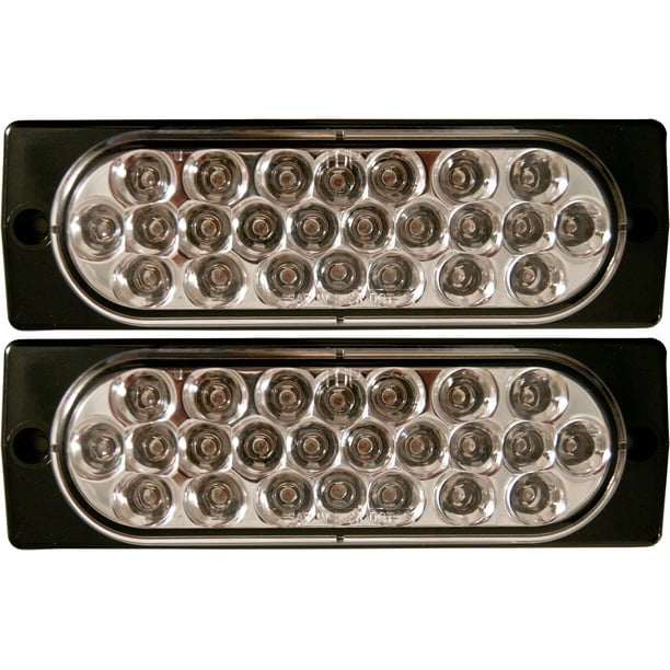 2x Surface Mount Clear Amber LED Strobe Lights 6" Oval Strobe Lights